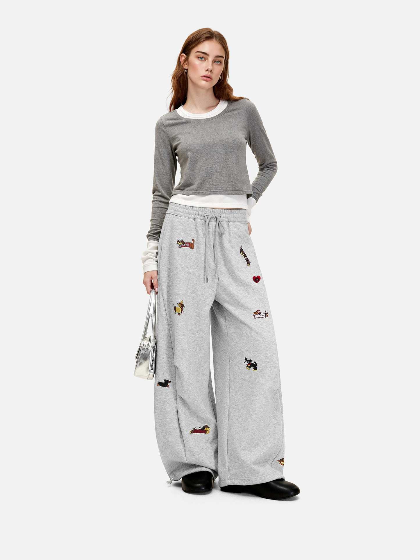 Aelfric Eden Embroidery Dog Baggy Barrel Sweatpants-Limited Sale