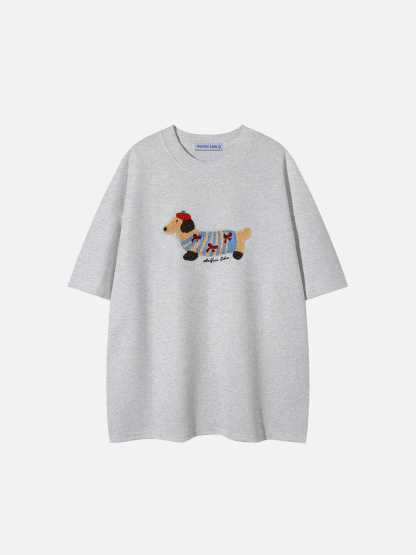 Aelfric Eden Cartoon Dog Embroidery Tee-Limited Sale
