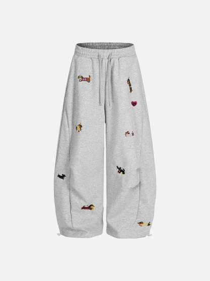 Aelfric Eden Embroidery Dog Baggy Barrel Sweatpants-Limited Sale