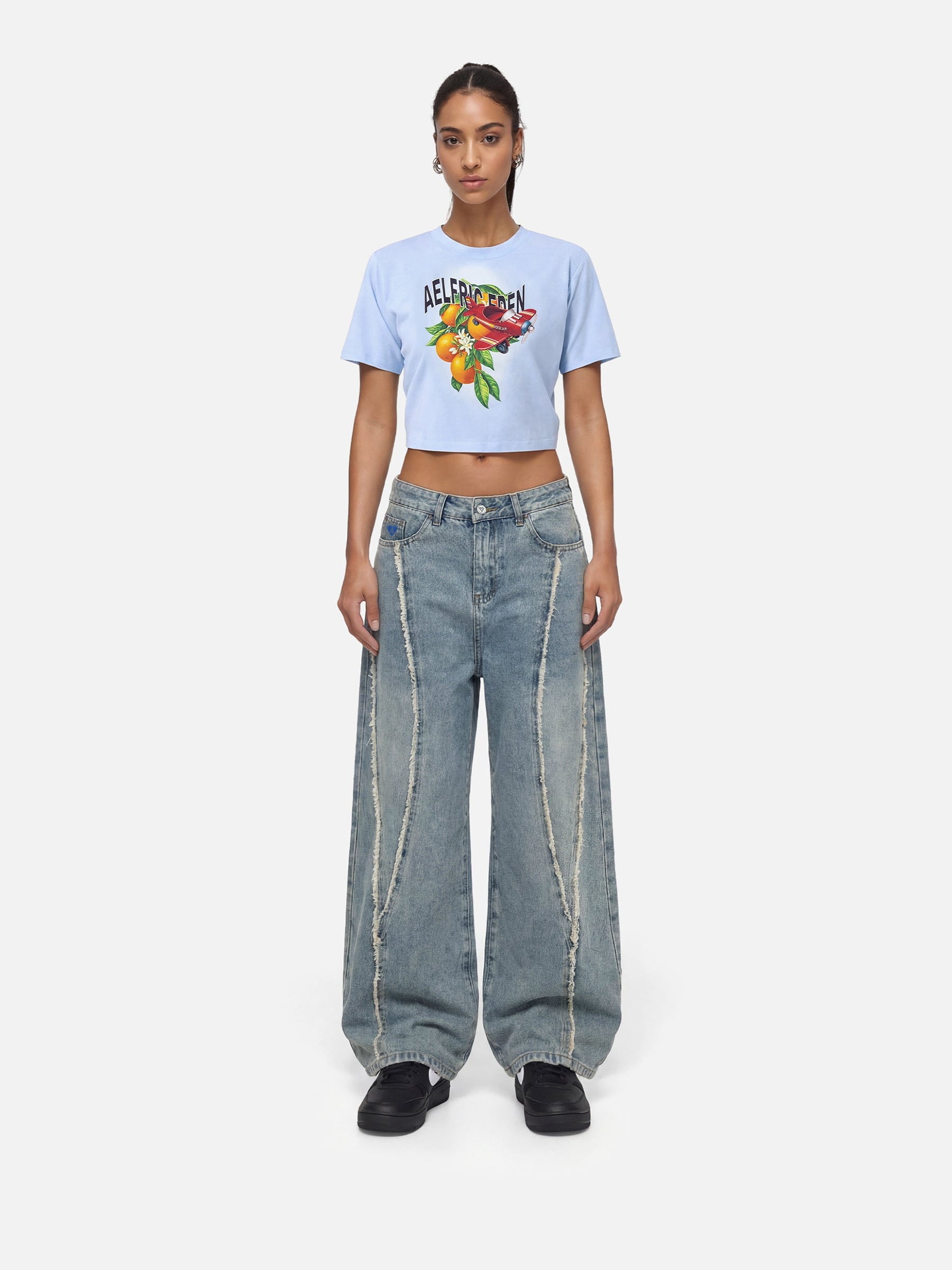 Aelfric Eden Cropped Plane Orange Graphic Tee-Limited Sale