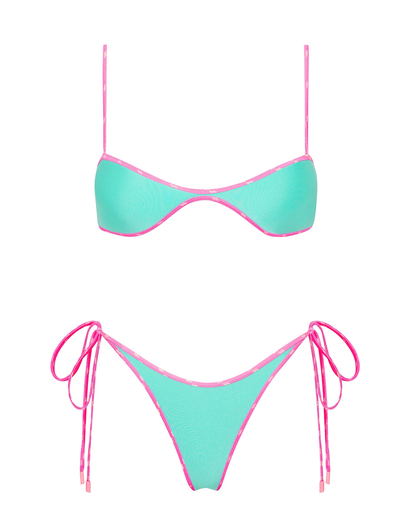 ESTE - TURQUOISE Neoprene Scoop Crop Bikini Set-Limited Sale