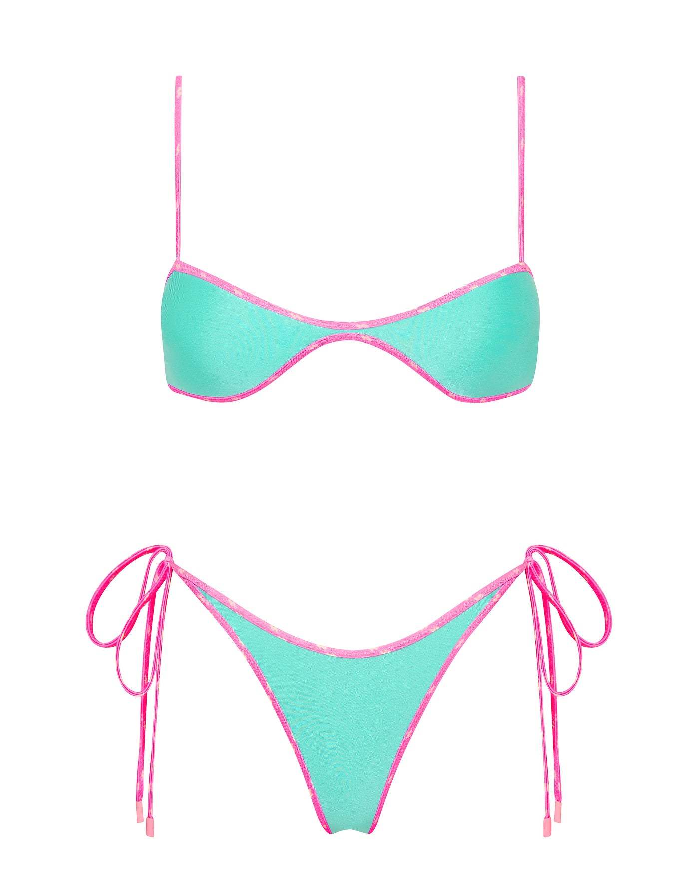 ESTE - TURQUOISE Neoprene Scoop Crop Bikini Set-Limited Sale