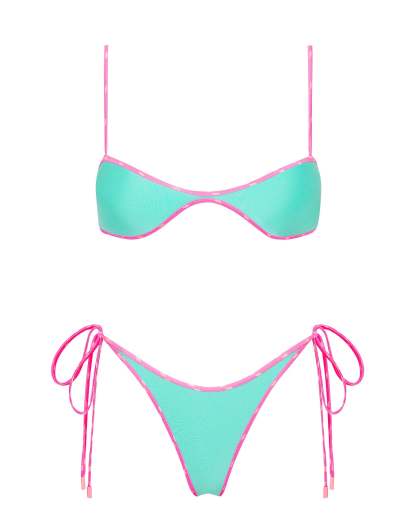 ESTE - TURQUOISE Neoprene Scoop Crop Bikini Set-Limited Sale