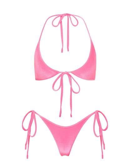 SOFI - PINK CANDY VELVET Halter Bikini Set-Limited Sale