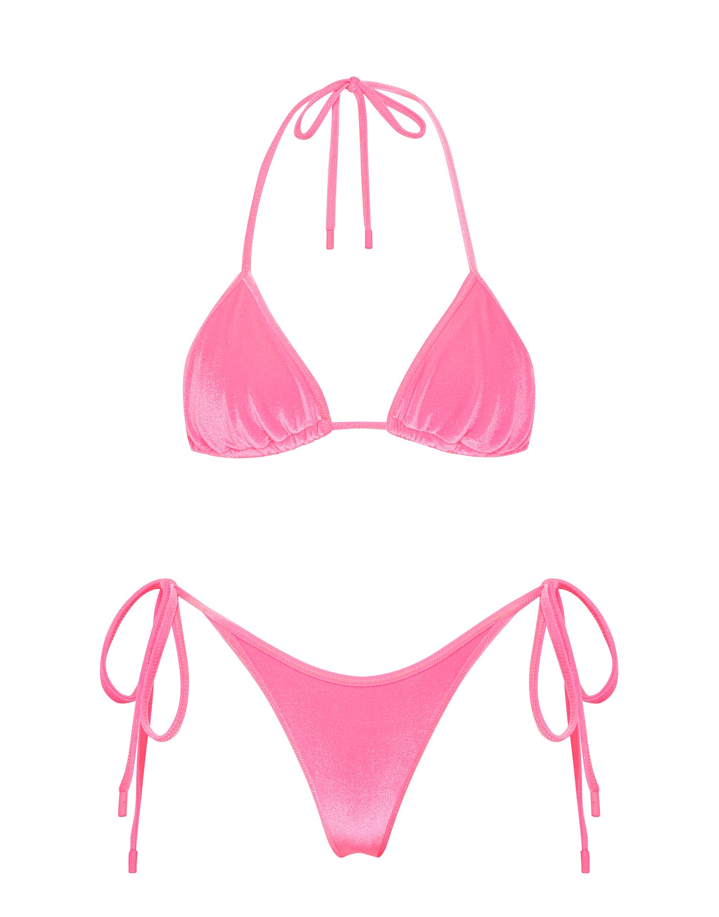 VINCA - PINK CANDY VELVET Triangle Bikini Set-Limited Sale