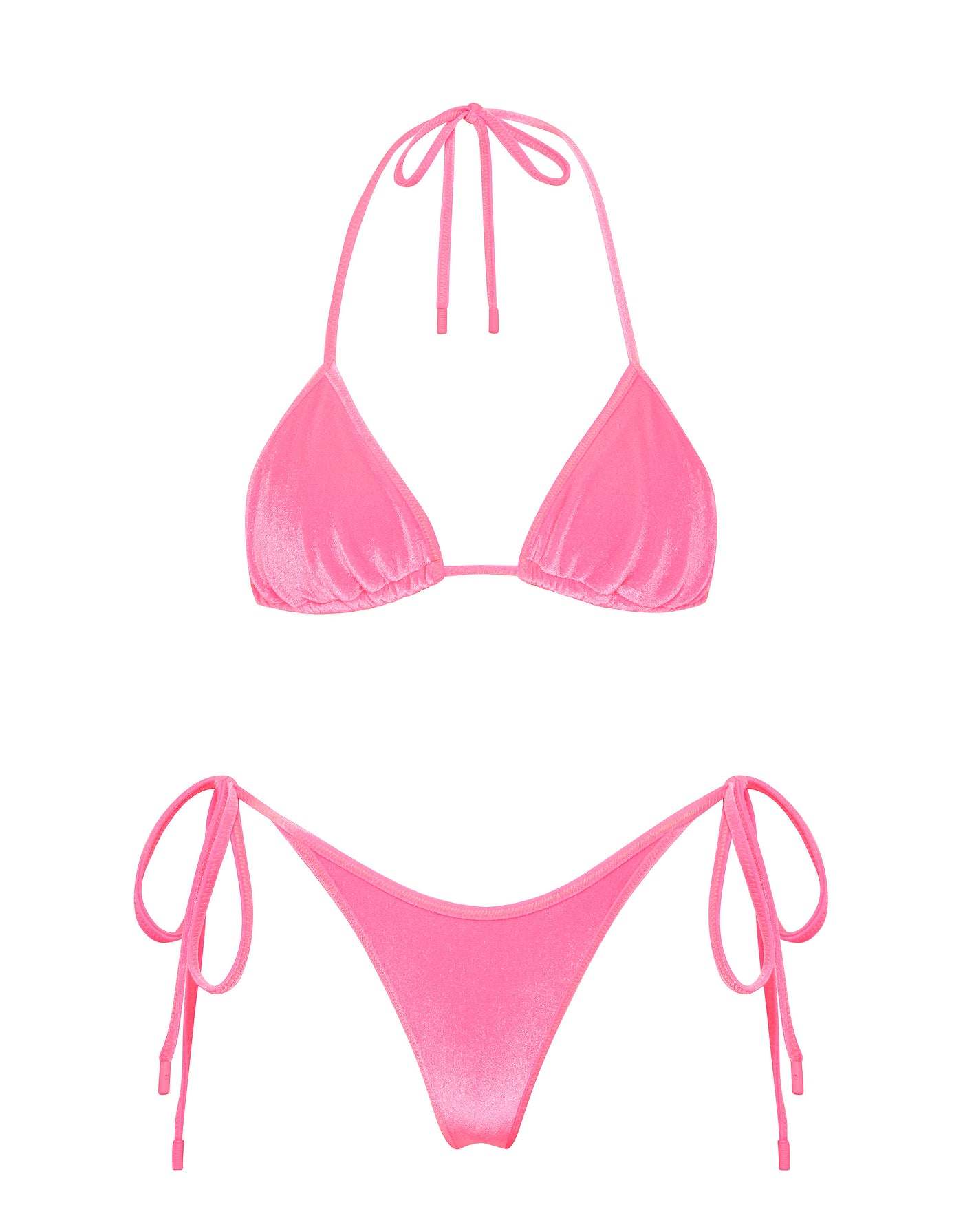 VINCA - PINK CANDY VELVET Triangle Bikini Set-Limited Sale