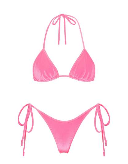 VINCA - PINK CANDY VELVET Triangle Bikini Set-Limited Sale