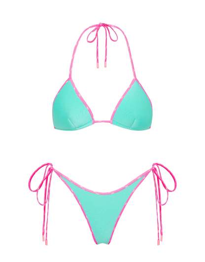 VINCA -TURQUOISE Neoprene Triangle Bikini Set-Limited Sale