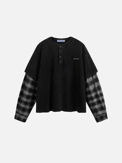 Aelfric Eden Plaid Layered Long Sleeve Tee-Limited Sale