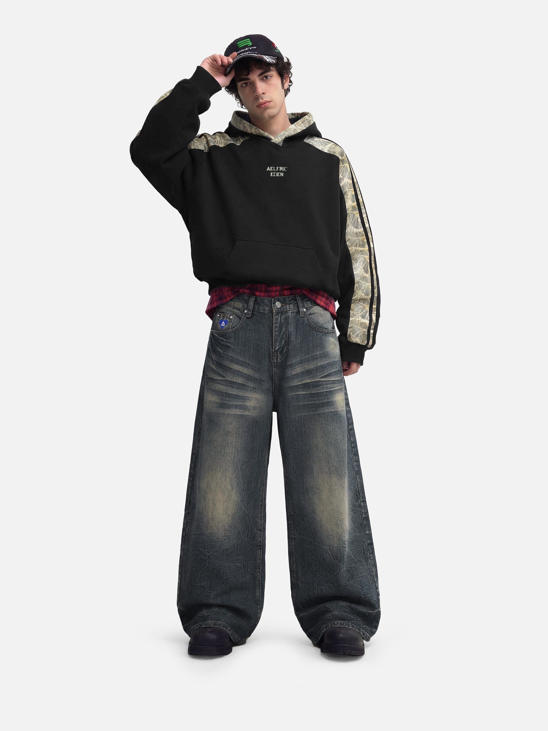 Aelfric Eden Boxy Leaf CAMO Panel Pullover Hoodie-Limited Sale