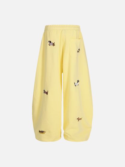 Aelfric Eden Embroidery Dog Baggy Barrel Sweatpants-Limited Sale