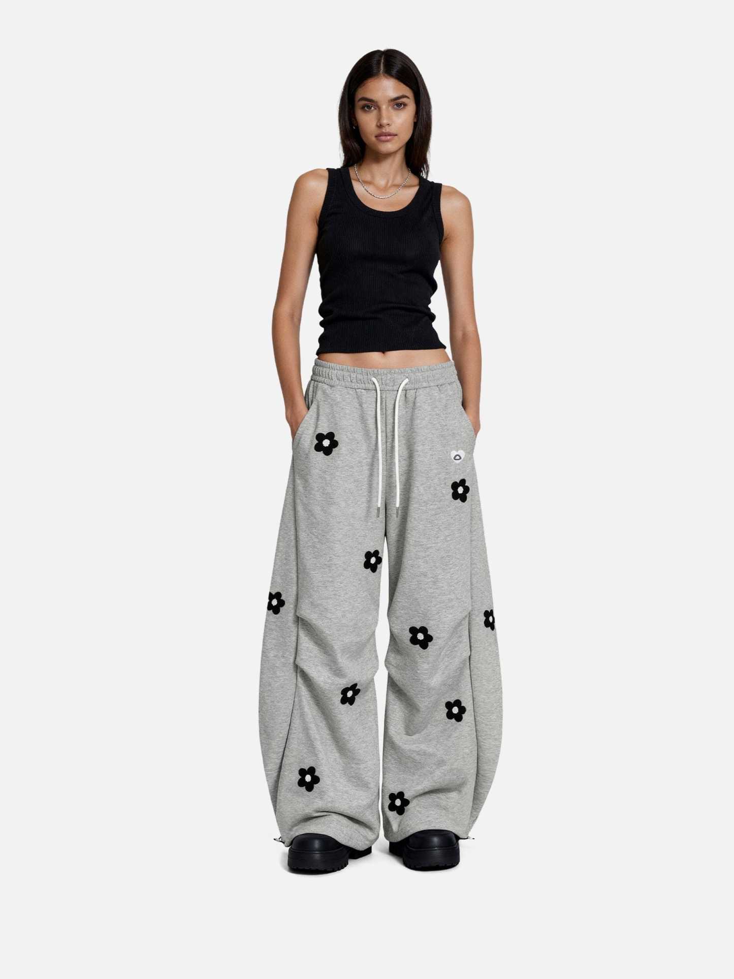 Aelfric Eden Floral Embroidery Baggy Barrel Sweatpants-Limited Sale