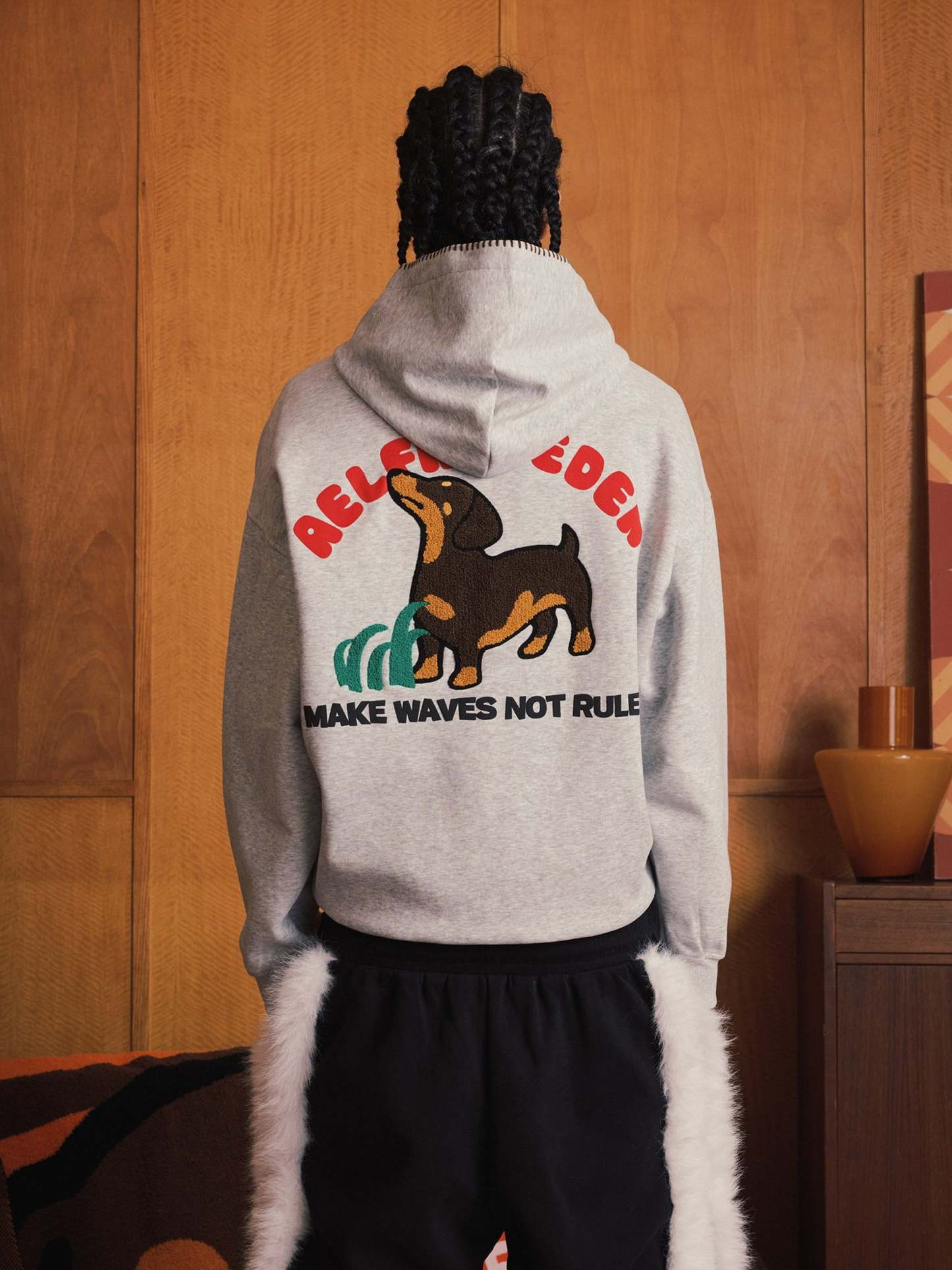 Aelfric Eden Towel Embroidery Dachshund Pullover Hoodie-Limited Sale