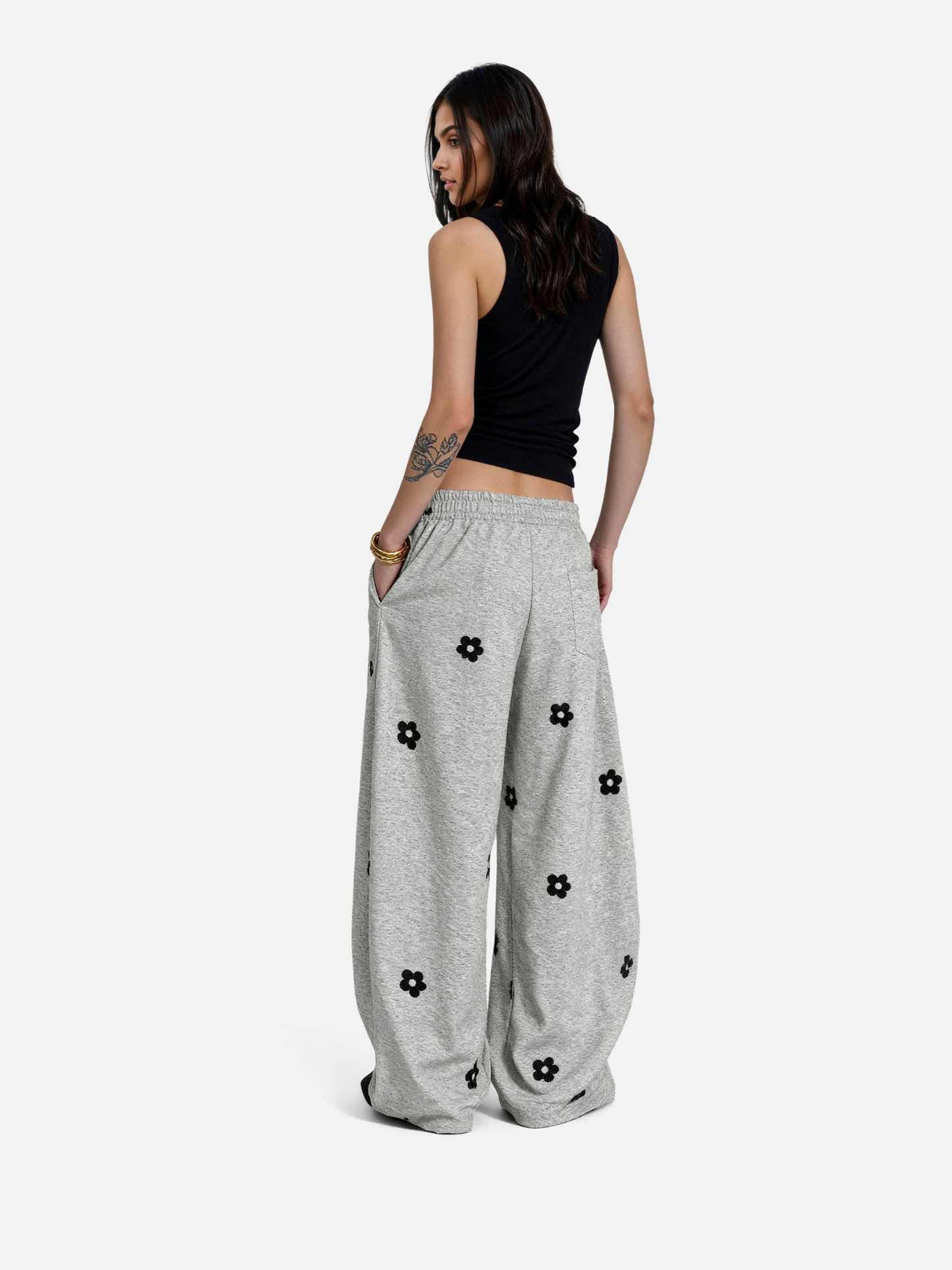 Aelfric Eden Floral Embroidery Baggy Barrel Sweatpants-Limited Sale