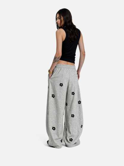 Aelfric Eden Floral Embroidery Baggy Barrel Sweatpants-Limited Sale