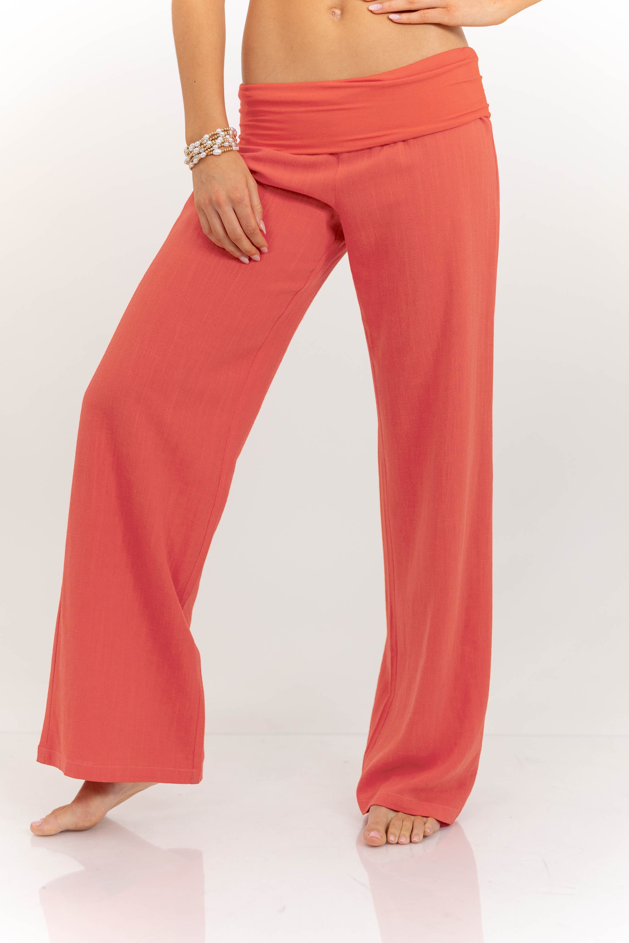 The Iconic Coral Foldover Pants-Limited Sale