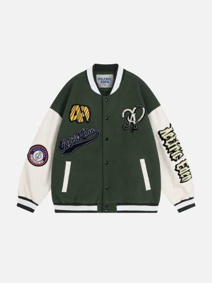 Aelfric Eden Towel Embroidery Badge Varsity Jacket-Limited Sale