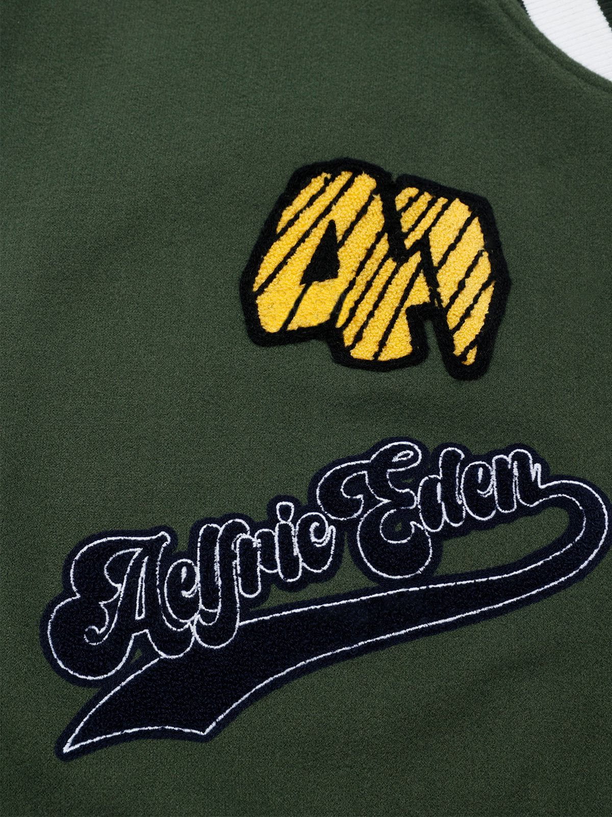 Aelfric Eden Towel Embroidery Badge Varsity Jacket-Limited Sale
