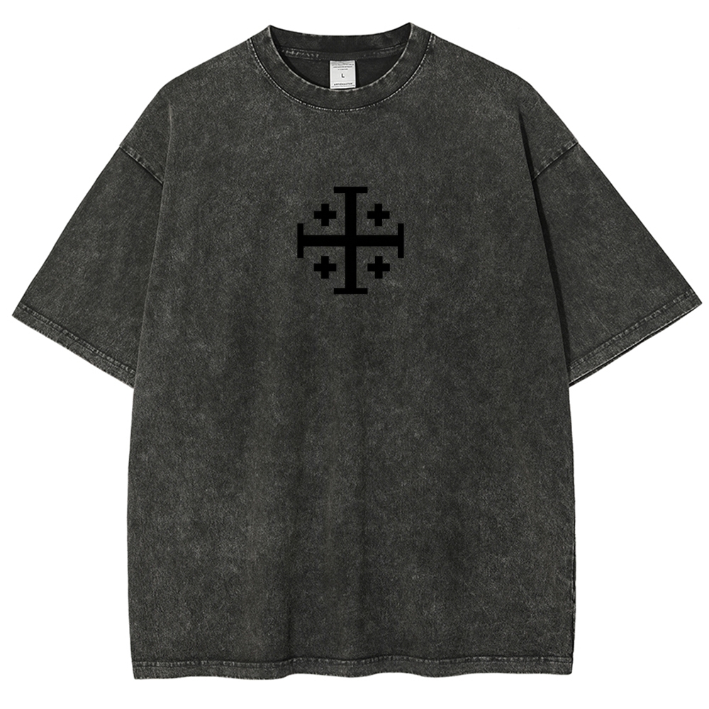 Knights Templar Crusader Banner Unisex Fit Washed T-Shirt-Limited Sale