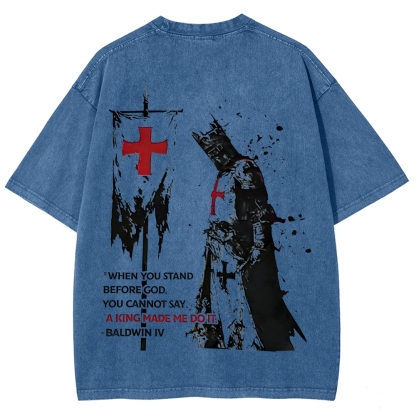 Knights Templar Crusader Banner Unisex Fit Washed T-Shirt-Limited Sale