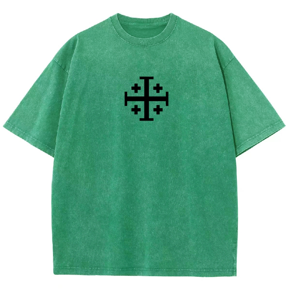 Knights Templar Crusader Banner Unisex Fit Washed T-Shirt-Limited Sale