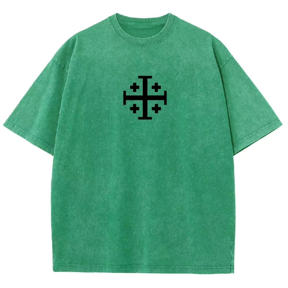 Knights Templar Crusader Banner Unisex Fit Washed T-Shirt-Limited Sale
