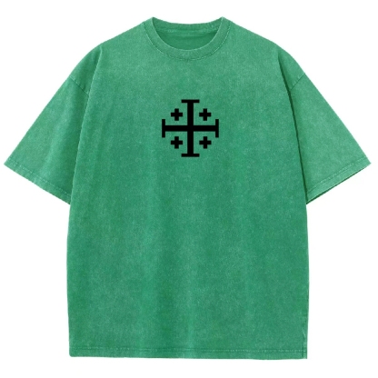 Knights Templar Crusader Banner Unisex Fit Washed T-Shirt-Limited Sale