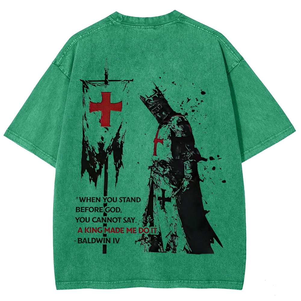 Knights Templar Crusader Banner Unisex Fit Washed T-Shirt-Limited Sale
