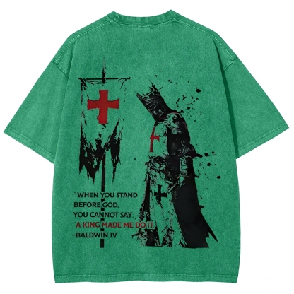 Knights Templar Crusader Banner Unisex Fit Washed T-Shirt-Limited Sale