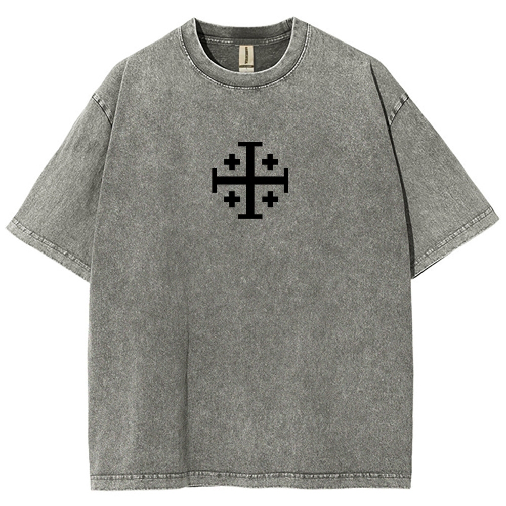 Knights Templar Crusader Banner Unisex Fit Washed T-Shirt-Limited Sale