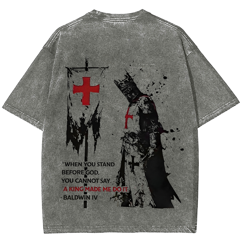 Knights Templar Crusader Banner Unisex Fit Washed T-Shirt-Limited Sale