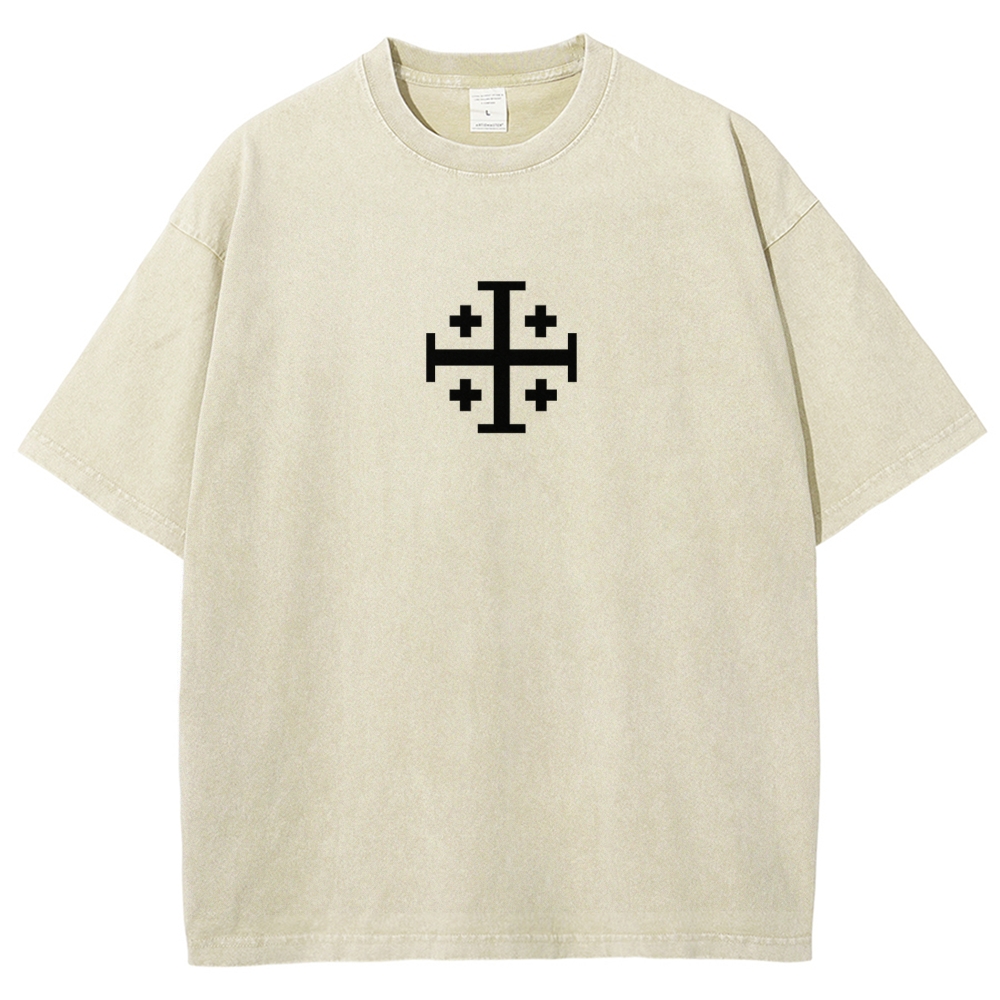 Knights Templar Crusader Banner Unisex Fit Washed T-Shirt-Limited Sale