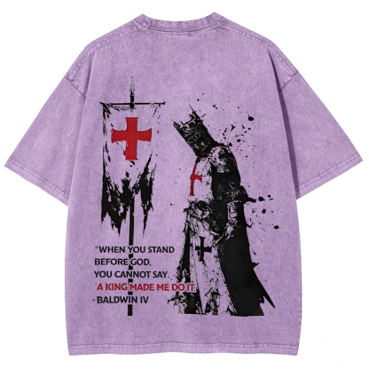 Knights Templar Crusader Banner Unisex Fit Washed T-Shirt-Limited Sale