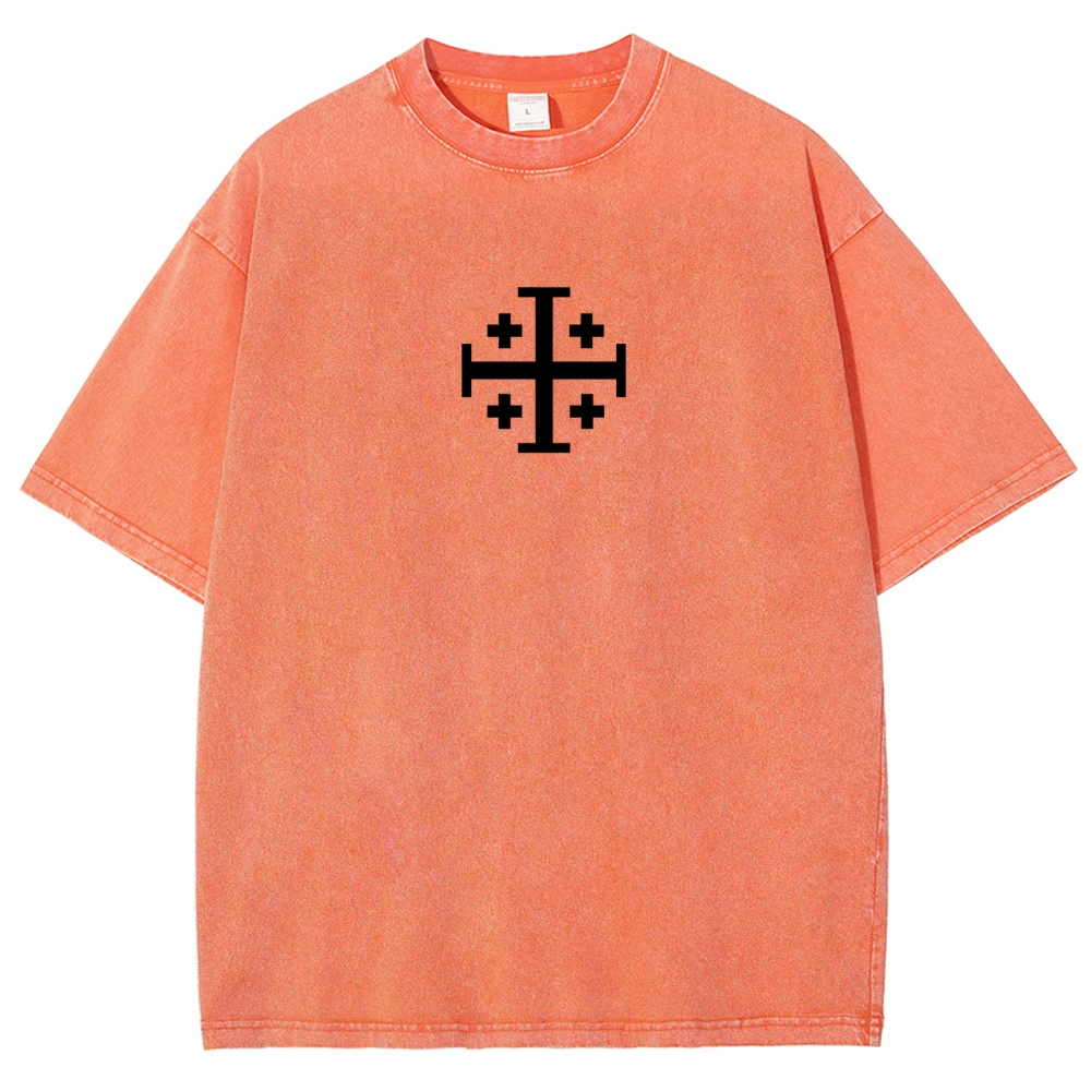 Knights Templar Crusader Banner Unisex Fit Washed T-Shirt-Limited Sale
