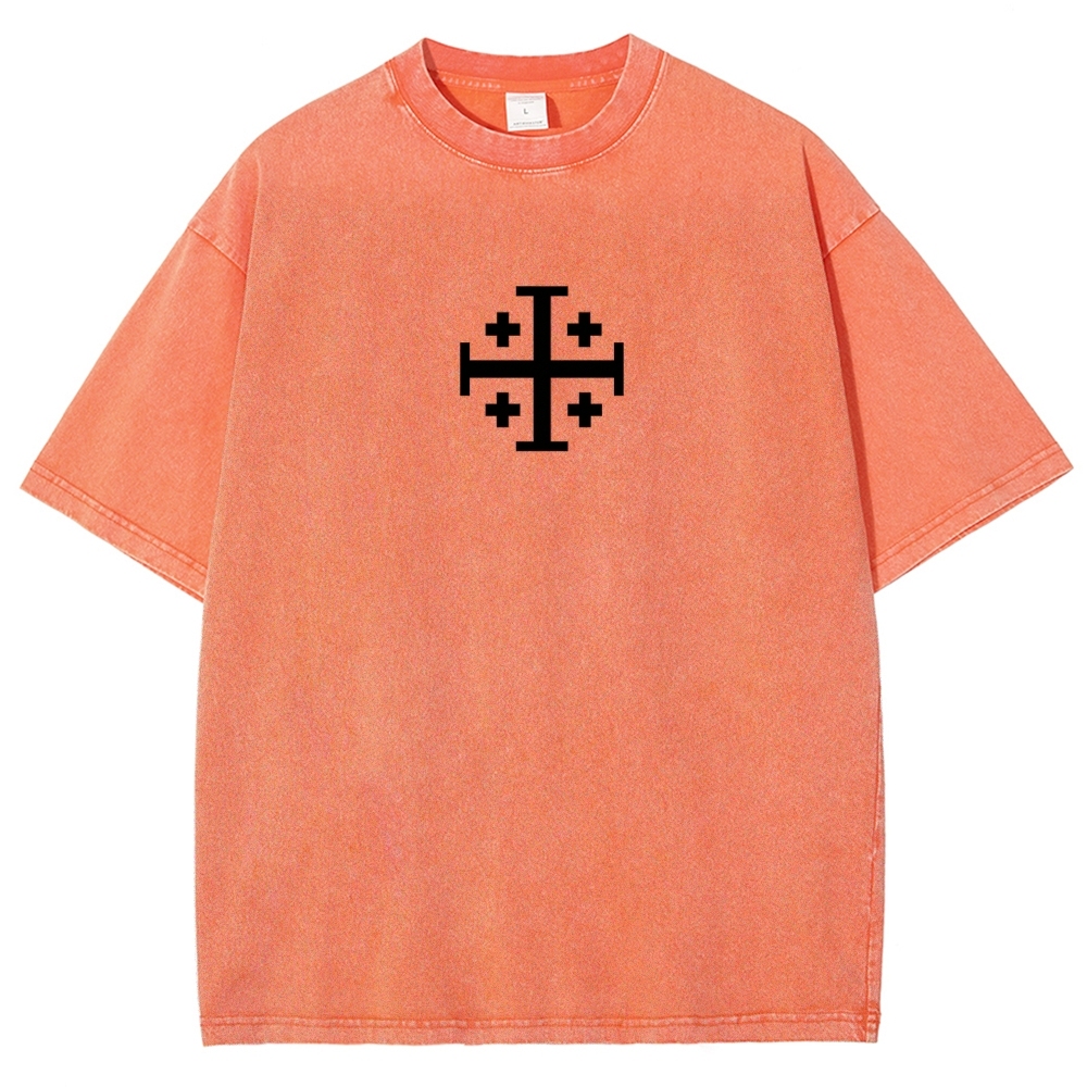 Knights Templar Crusader Banner Unisex Fit Washed T-Shirt-Limited Sale