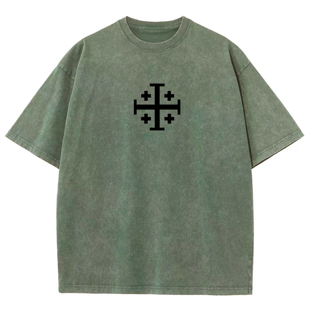 Knights Templar Crusader Banner Unisex Fit Washed T-Shirt-Limited Sale