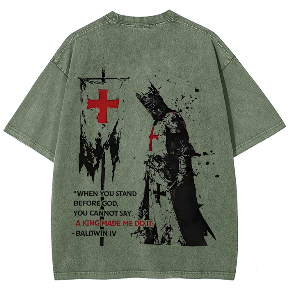 Knights Templar Crusader Banner Unisex Fit Washed T-Shirt-Limited Sale