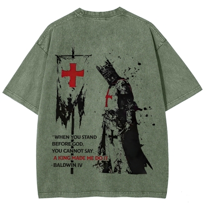 Knights Templar Crusader Banner Unisex Fit Washed T-Shirt-Limited Sale