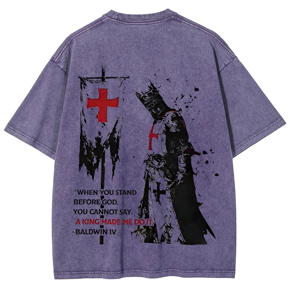 Knights Templar Crusader Banner Unisex Fit Washed T-Shirt-Limited Sale