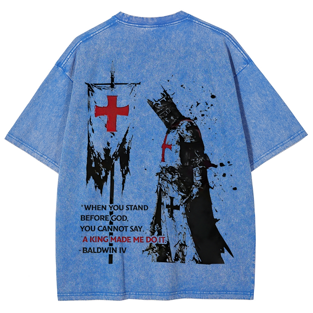 Knights Templar Crusader Banner Unisex Fit Washed T-Shirt-Limited Sale