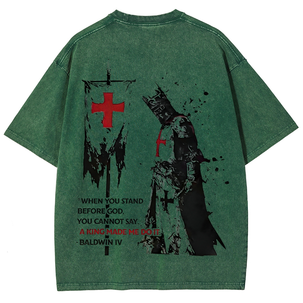 Knights Templar Crusader Banner Unisex Fit Washed T-Shirt-Limited Sale