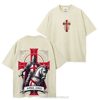 Knights Templar Crusader Banner Washed T-shirt-Limited Sale