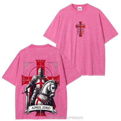 Knights Templar Crusader Banner Washed T-shirt-Limited Sale