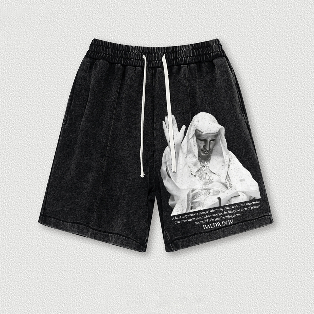 King Baldwin IV Washed Vintage Shorts 2601014921-Limited Sale