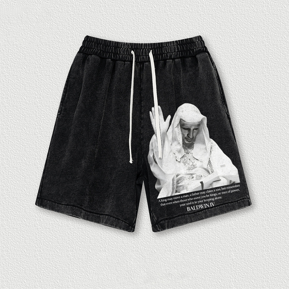 King Baldwin IV Washed Vintage Shorts 2601014921-Limited Sale