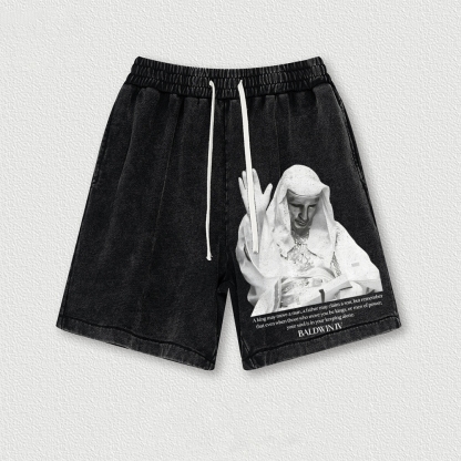 King Baldwin IV Washed Vintage Shorts 2601014921-Limited Sale