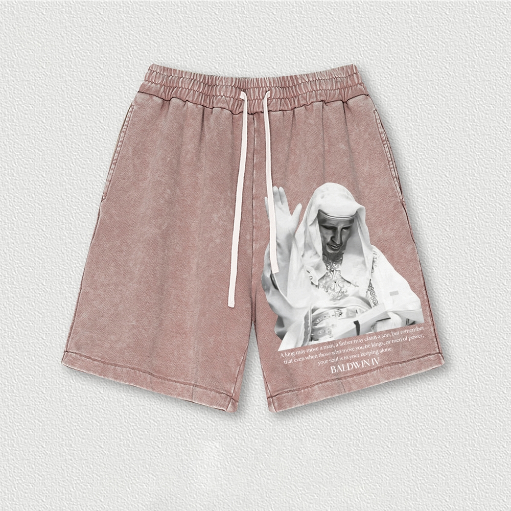 King Baldwin IV Washed Vintage Shorts 2601014921-Limited Sale
