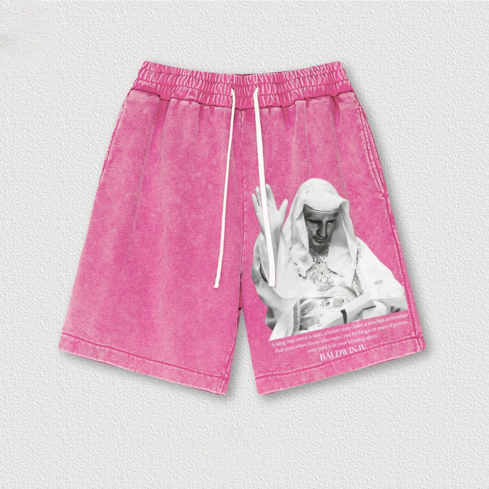 King Baldwin IV Washed Vintage Shorts 2601014921-Limited Sale