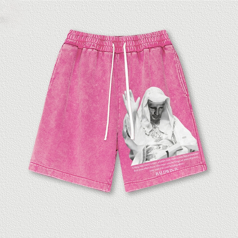King Baldwin IV Washed Vintage Shorts 2601014921-Limited Sale