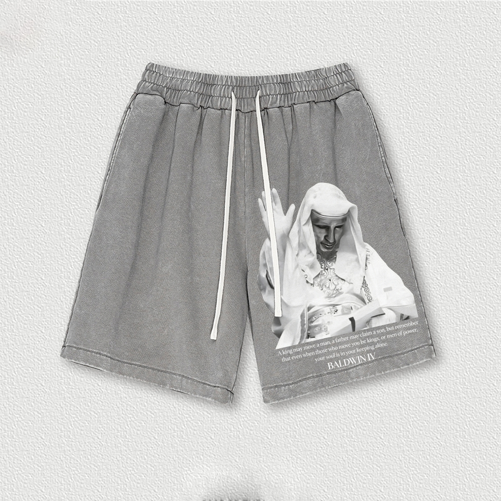 King Baldwin IV Washed Vintage Shorts 2601014921-Limited Sale